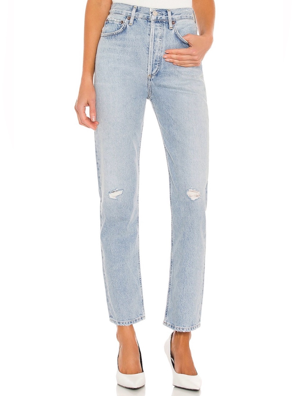 Agolde 90’s Pinch Waist High-Rise Light Wash Straight Leg Jeans